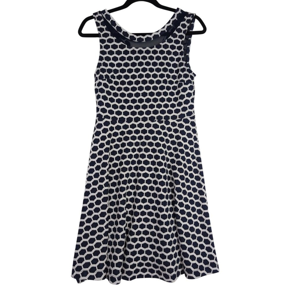 Stitch Fix Pixley Fit & Flare Dress Womens S Blue White Career Retro Mod Chic